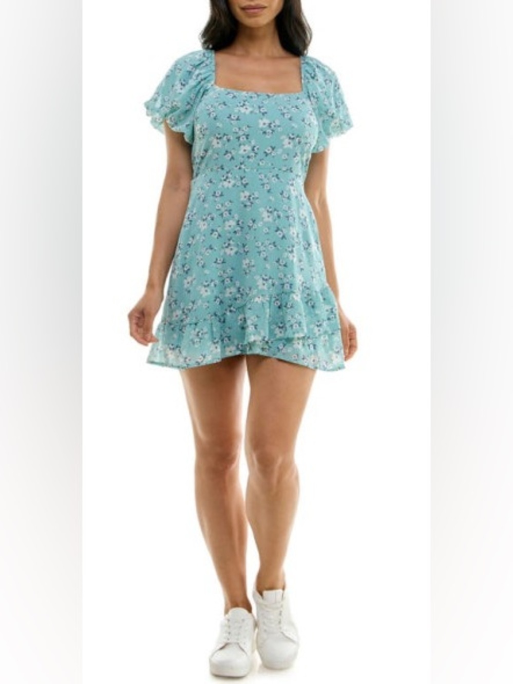 Speechless • NWT Blue Floral Dress PTP 16”-19” L34”